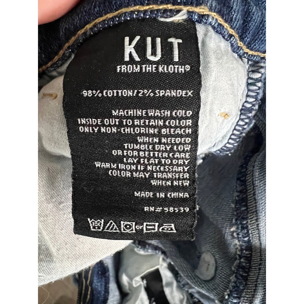 KUT from the Kloth Distressed Raw Hem Straight Leg Jeans Blue Size 4 KP0937MA4 - Picture 8 of 11